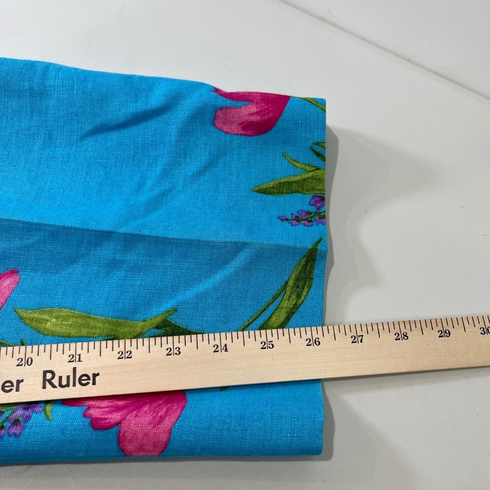 Vtg Talbots Pants Womens Sz 8 Blue Floral Linen Wide Leg Cottage Resort Coastal - Picture 8 of 9